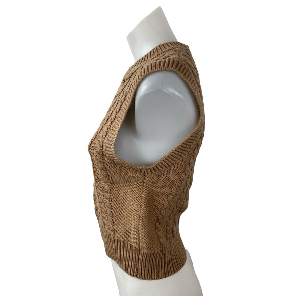 Aritzia Wilfred Women's Tan Wool Cable Knit Sleeveless Sweater Vest Top Size XS - Picture 3 of 6